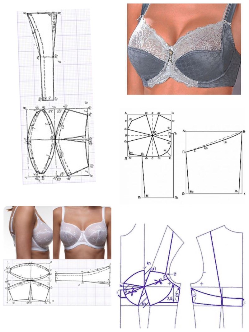 Построение выкройки бюстгальтера балконет