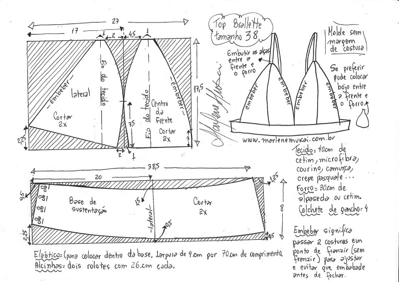 Выкройка бюстгальтера 70в
