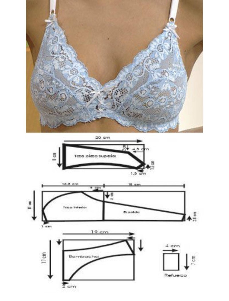 Выкройка бюстгальтера бралетт