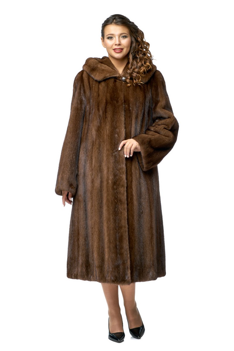 Шуба из норки с капюшоном МОСМЕХА