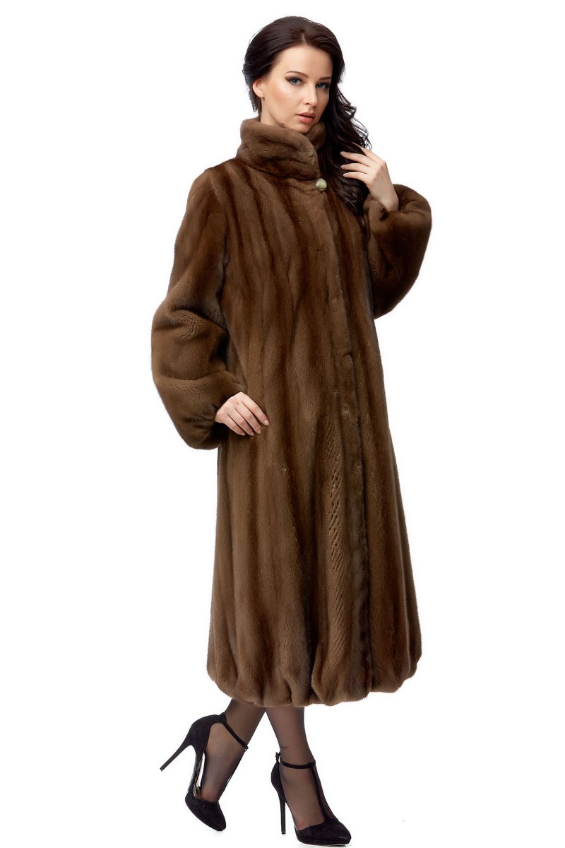Коричневая шуба из норки