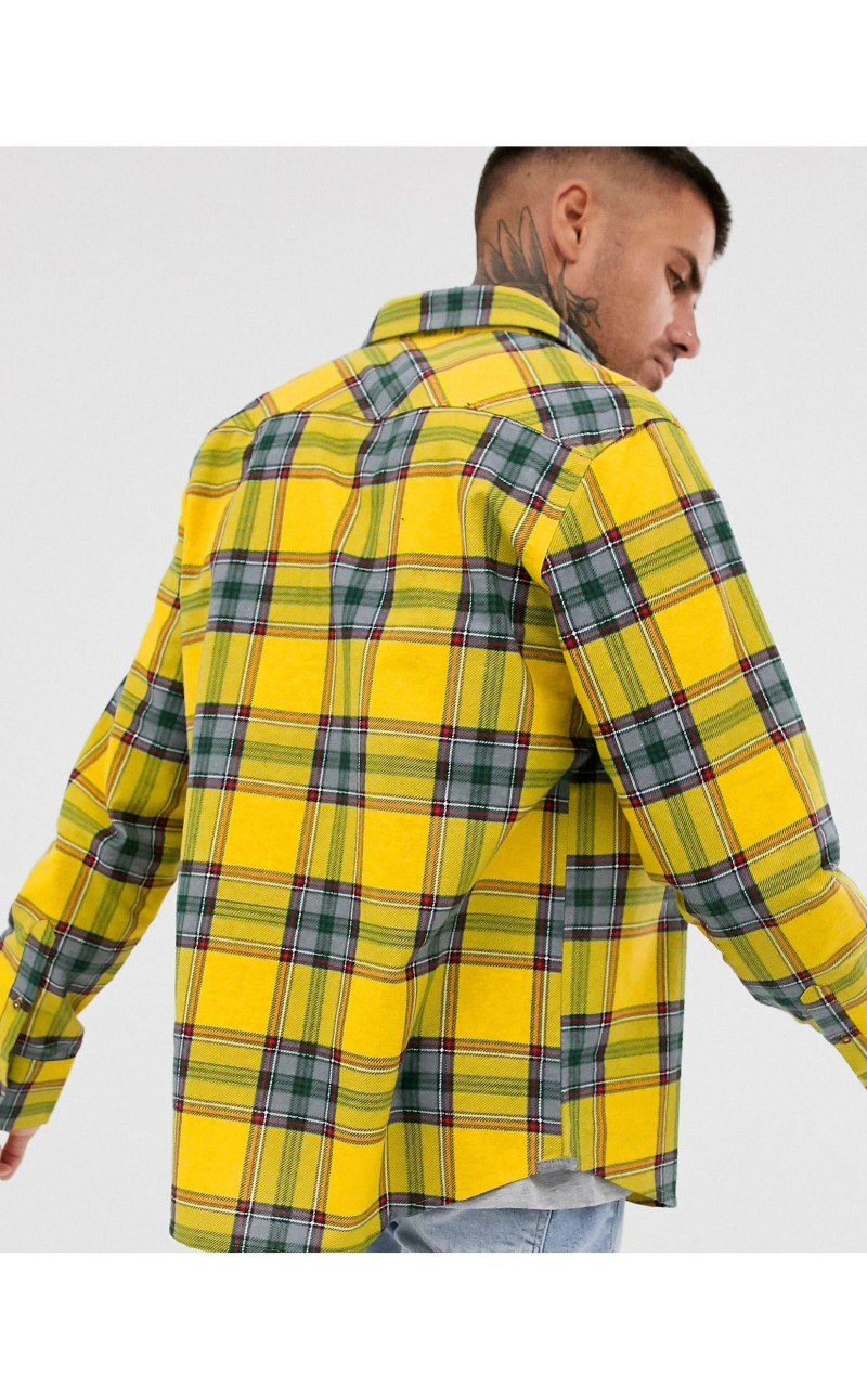 Фланелевая рубашка мужская желтая