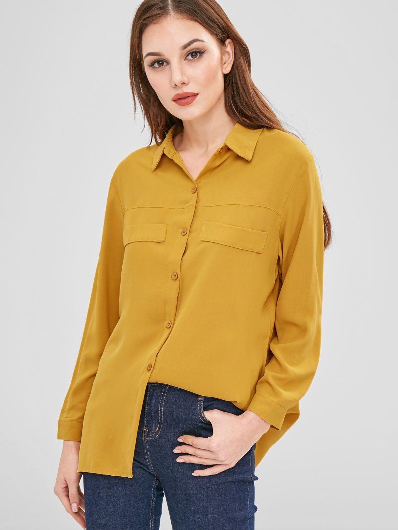 Горчичная рубашка женская