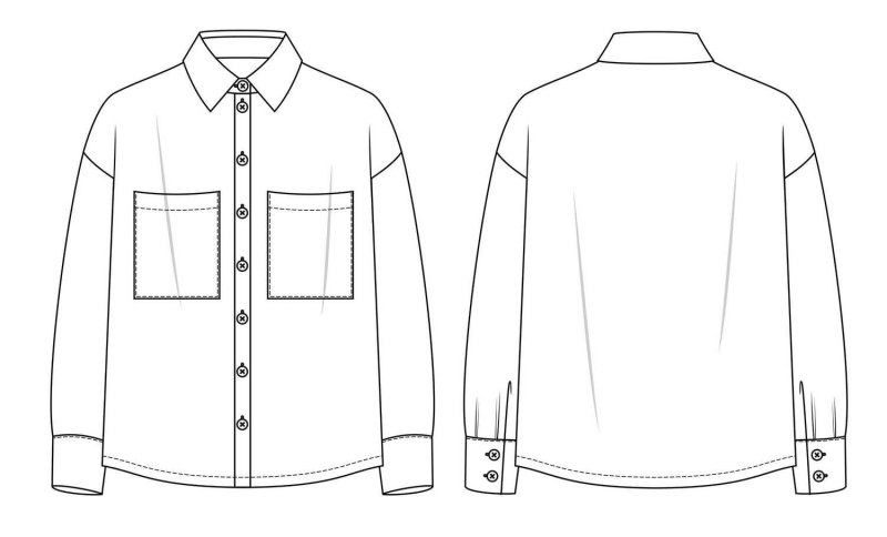 Технический эскиз мужской рубашки
