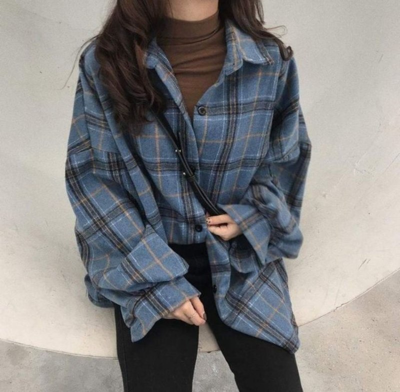 Рубашка в клетку женская оверсайз