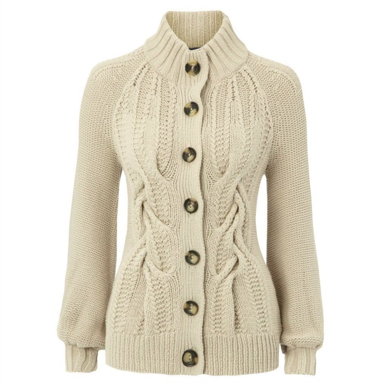 Вязаный жакет с воротником стойкой