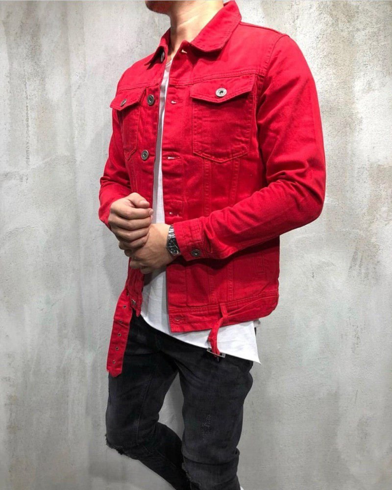 Красная джинсовка мужская