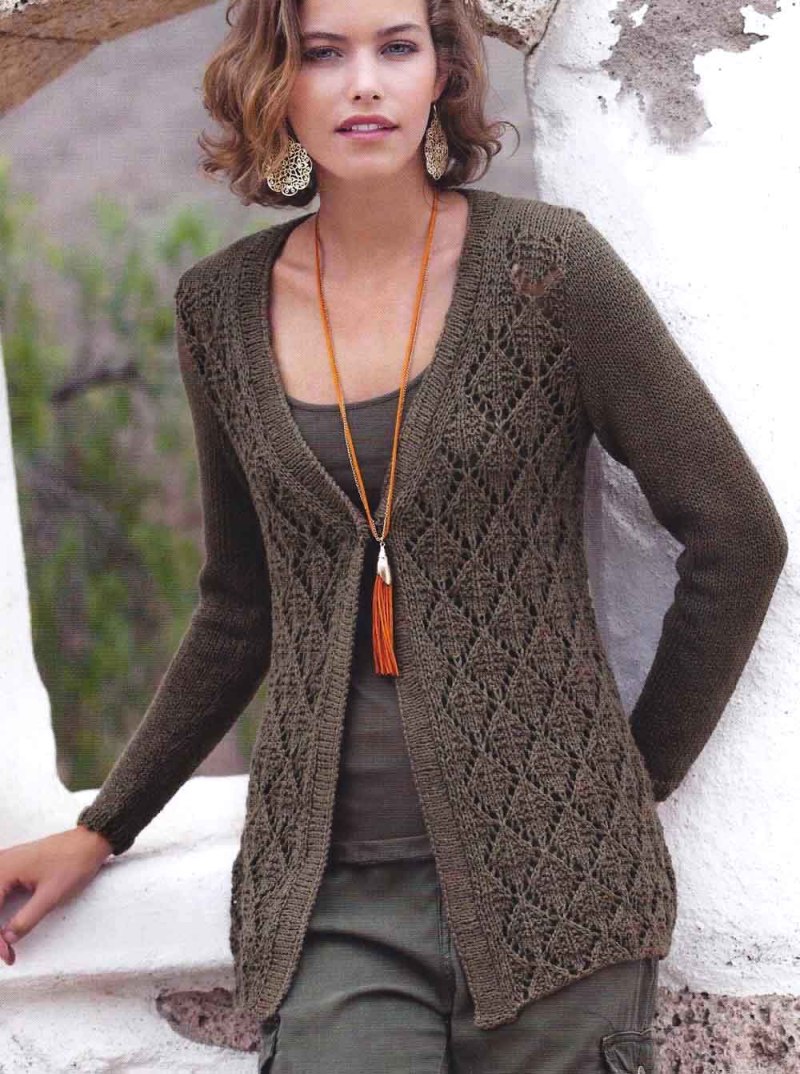Жакет вязаный спицами для женщин