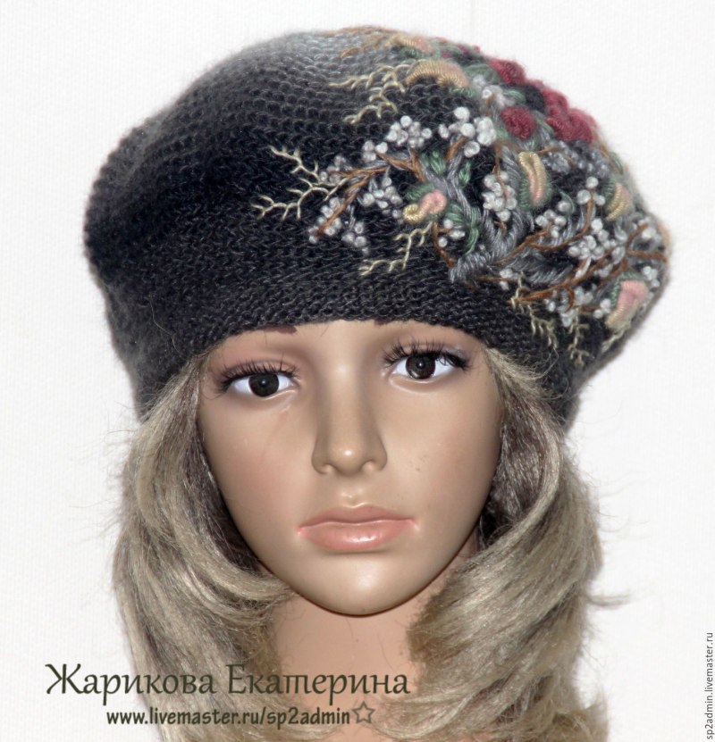 Шапки с объемной вышивкой