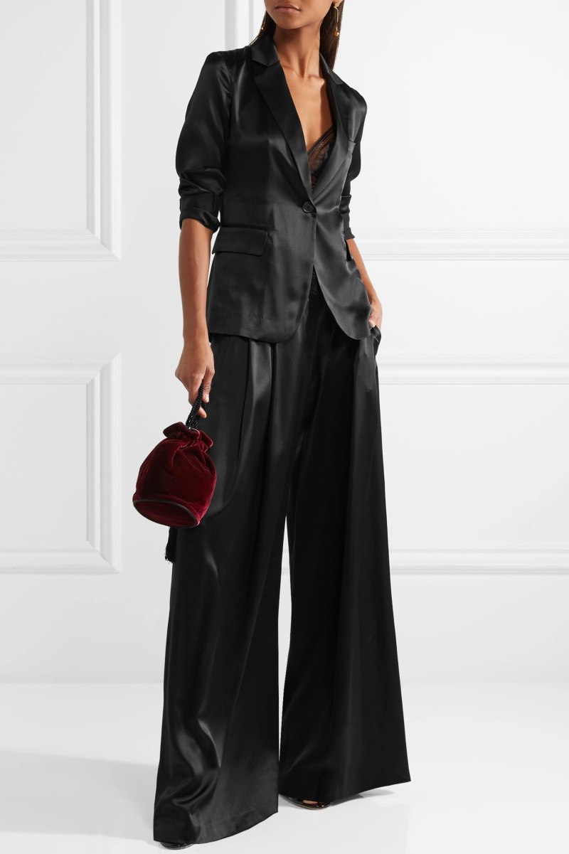 Черный женский костюм брючный палаццо палаццо