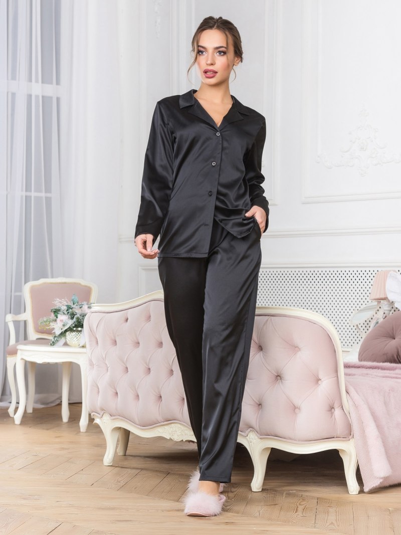 Пижама женская шелковая с брюками