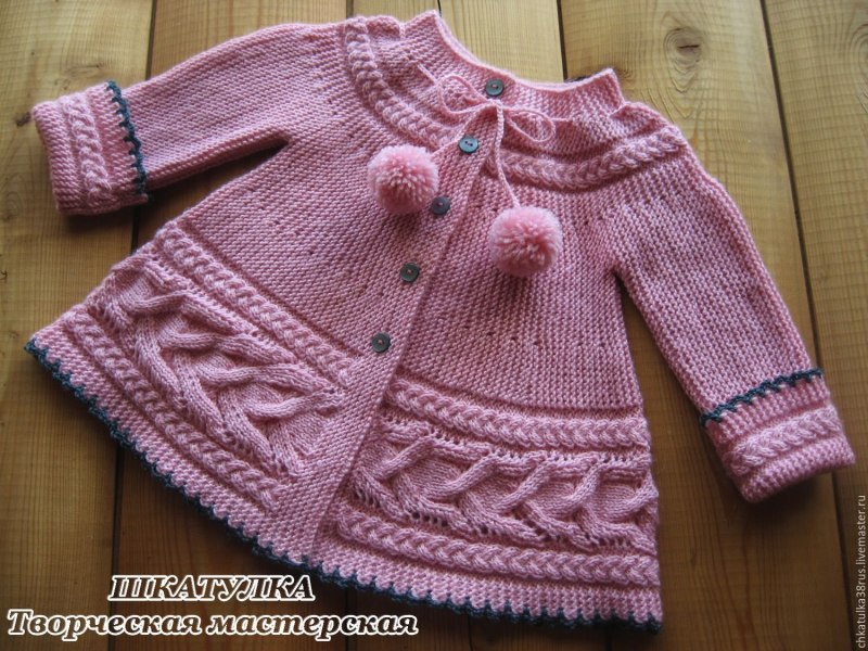 Кофточка для девочки спицами на 2 года