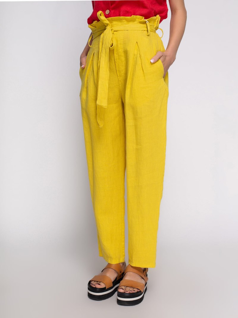 Брюки горчичного цвета женские