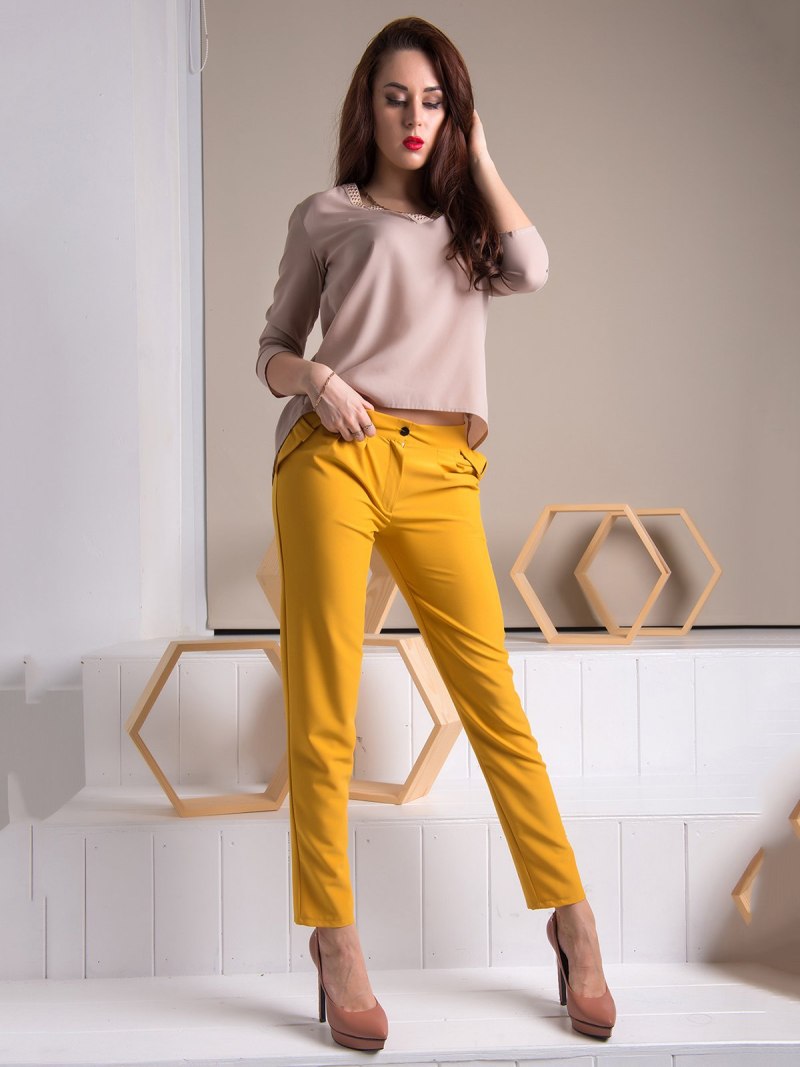 Штаны горчичного цвета женские