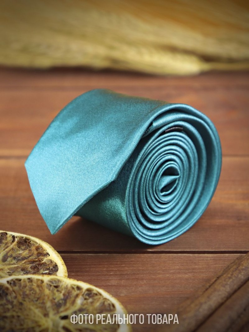 Галстук бирюзовый однотонный