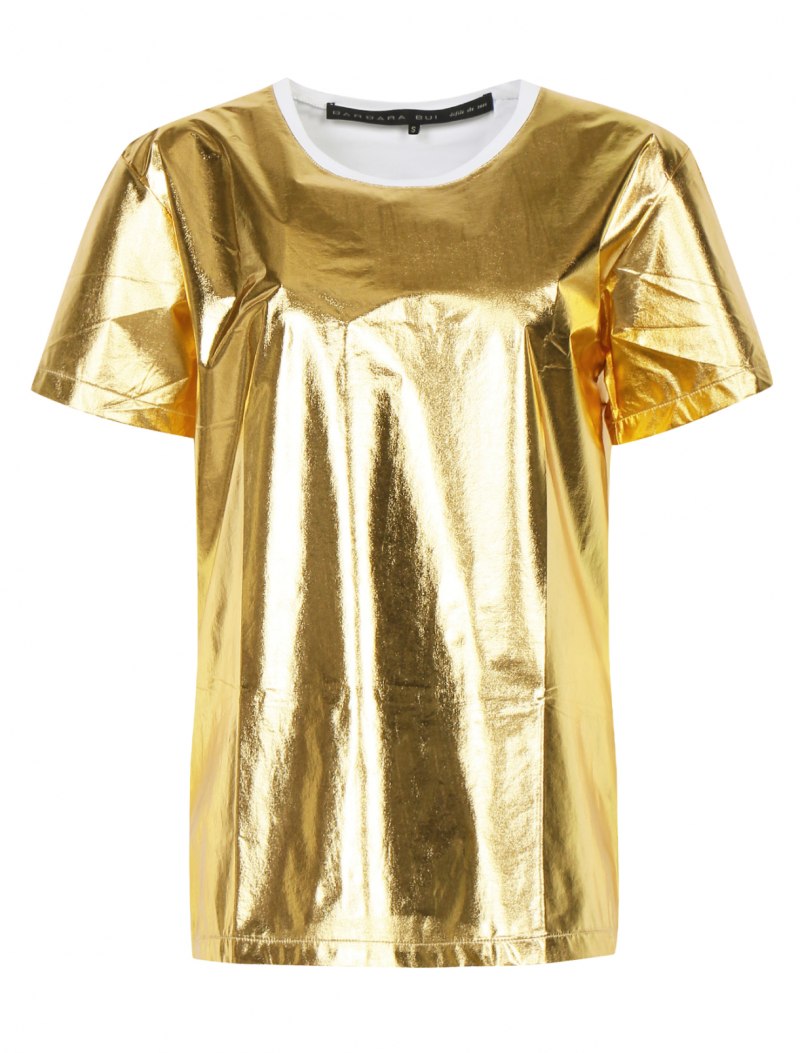 Золотистая футболка женская