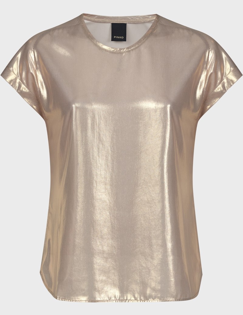 Бежевая футболка с золотом
