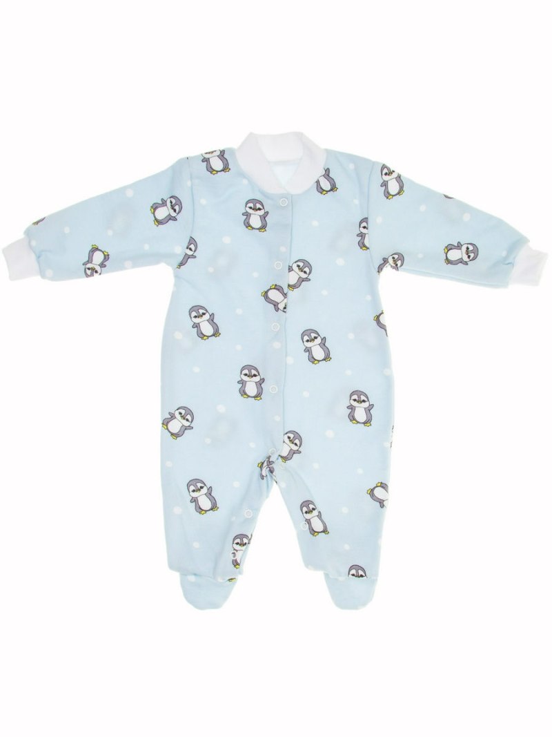 Комбинезон в пингвинах голубой