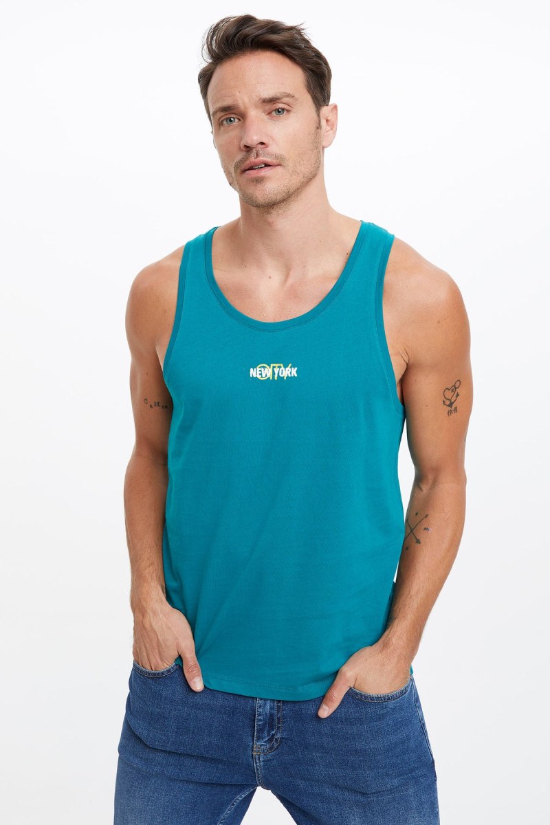 Футболка мужская бирюзовая с белым