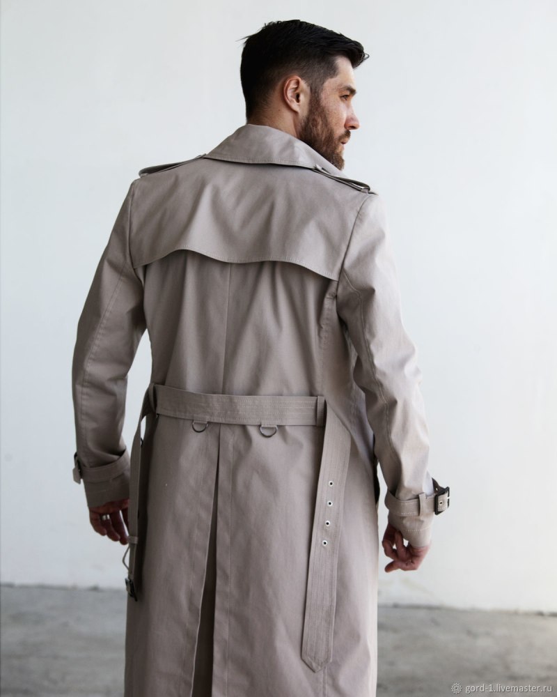 Мужской чёрный плащ Trench Coat