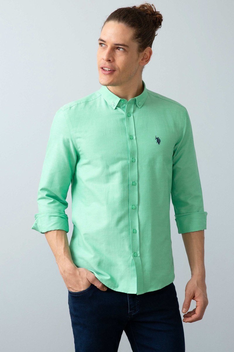 Рубашка Polo Assn мужская зеленая