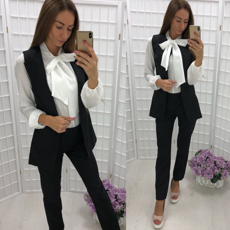 Женский костюм тройка брючный