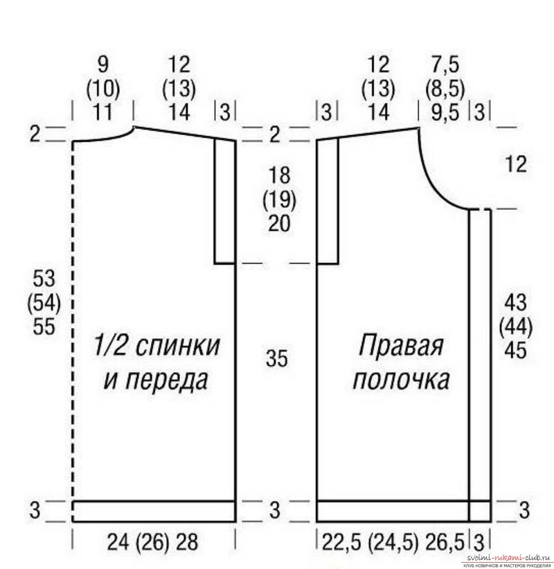 Выкройка вязаной безрукавки 50 размера женской