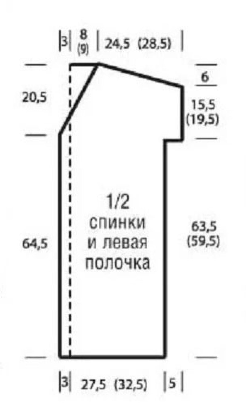 Выкройка вязаной безрукавки 52 размера