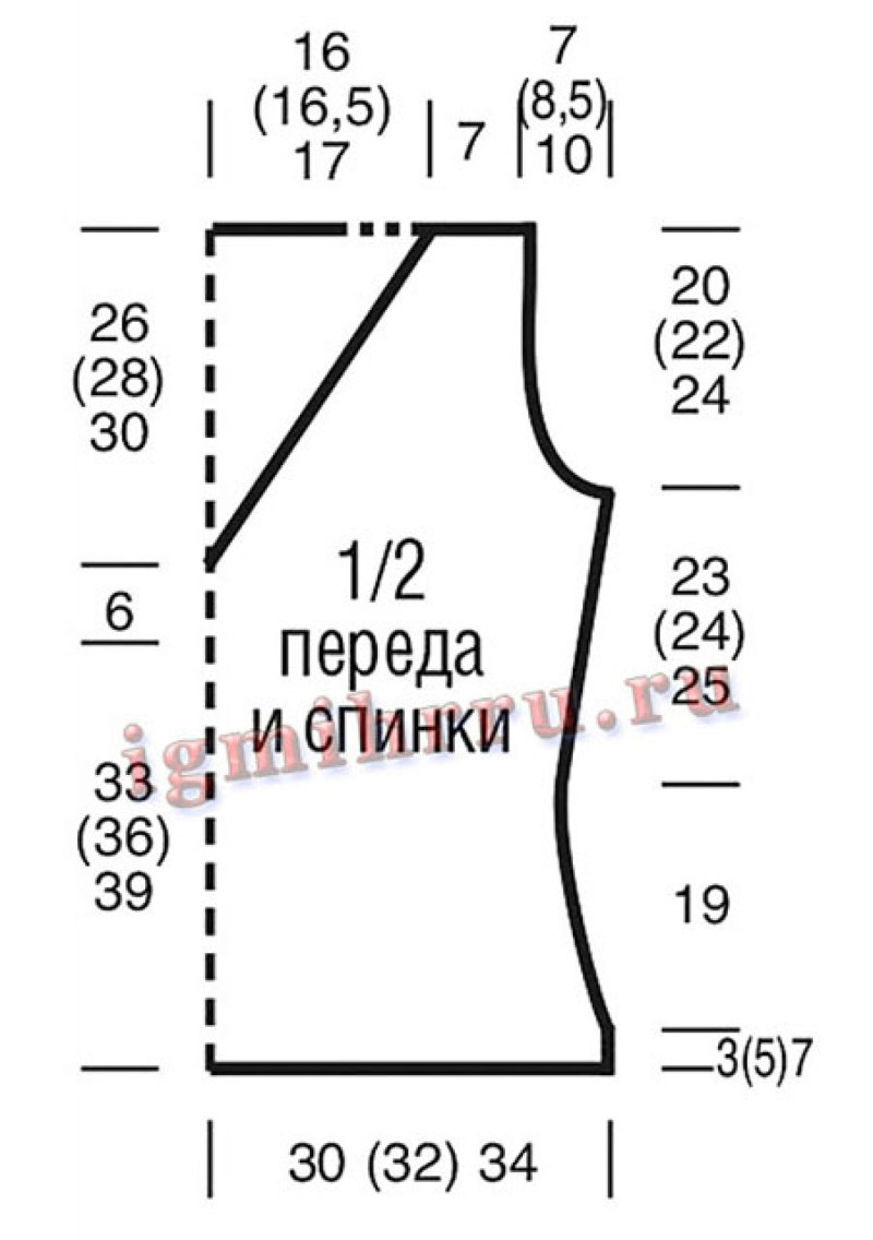 Жилет, безрукавка с v образным вырезом спицами, схема
