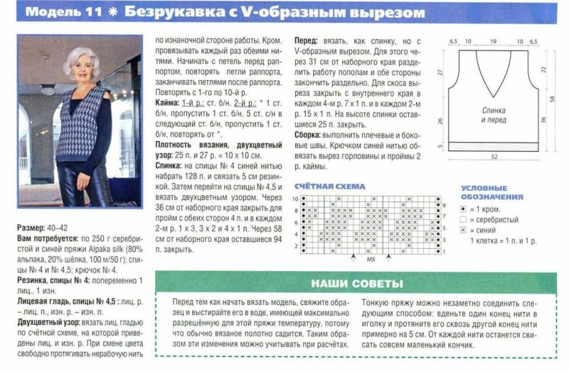 Вязаный жилет женский спицами схема с описанием 56 размер