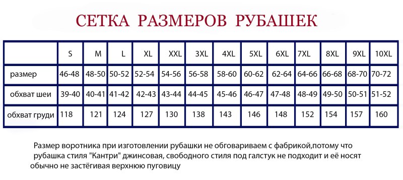 Как определить размер рубашки