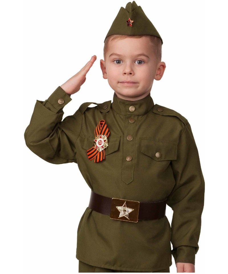 Костюм "солдат"(гимнастерка, брюки, пилотка, ремень) Пуговка