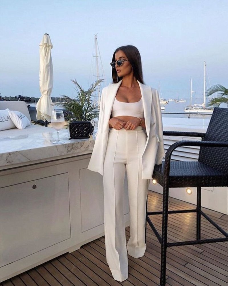 Костюм брюки палаццо кроп топ