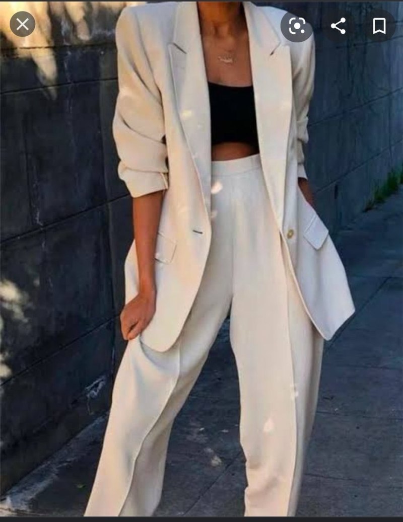 Белый брючный костюм женский оверсайз