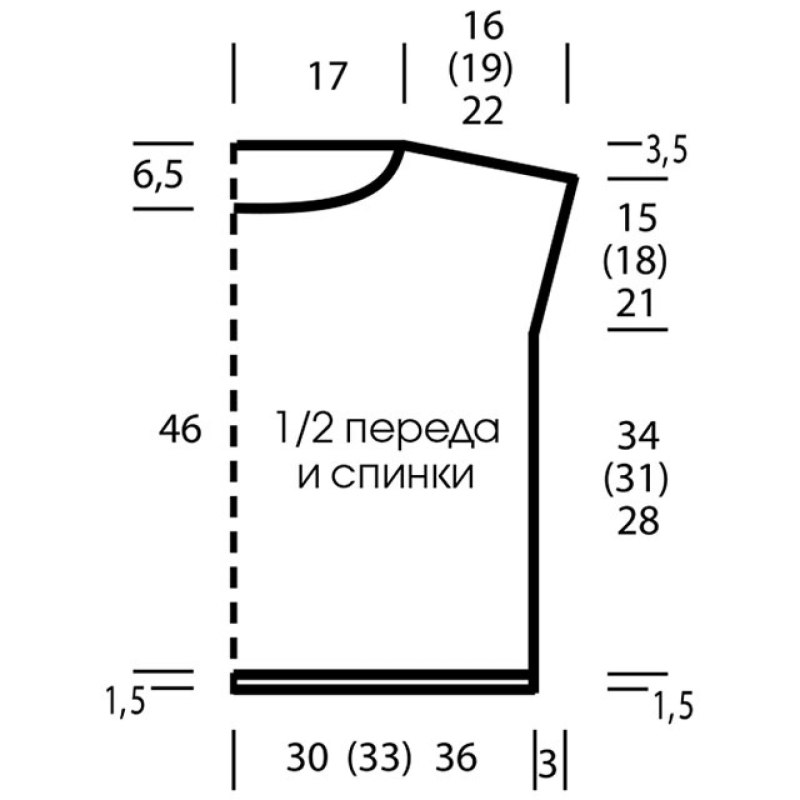 Выкройка топа со спущенным рукавом