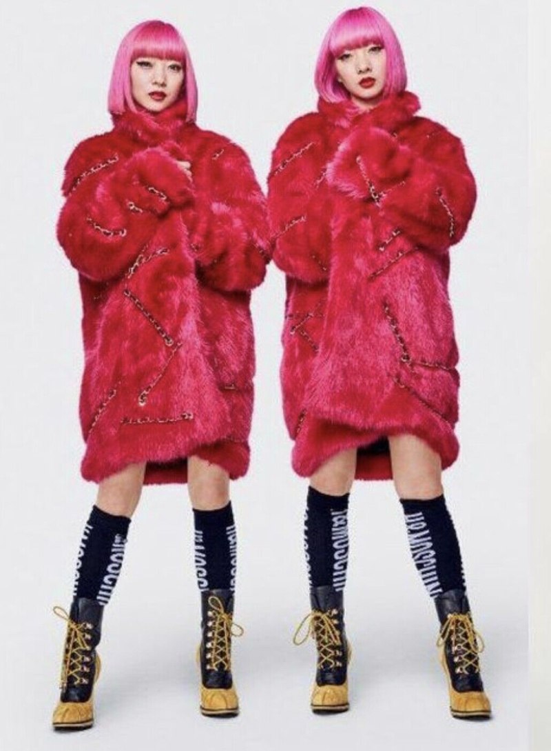 Black Pink fur Coat