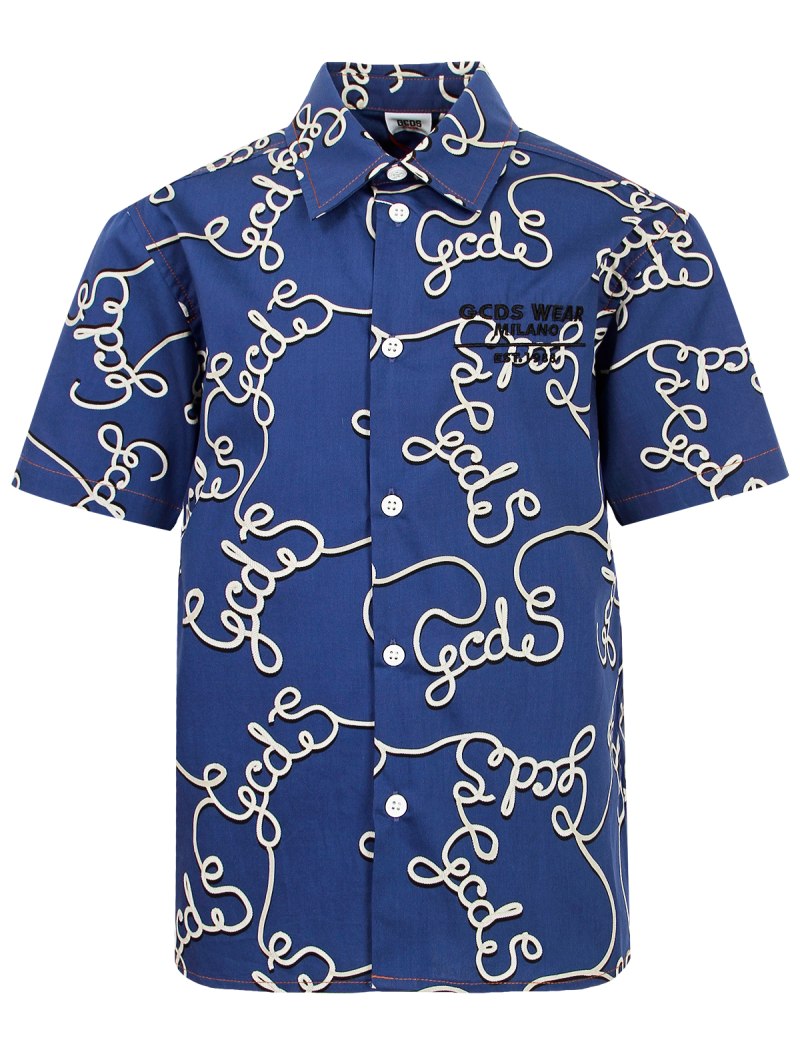 Гавайская рубашка синяя