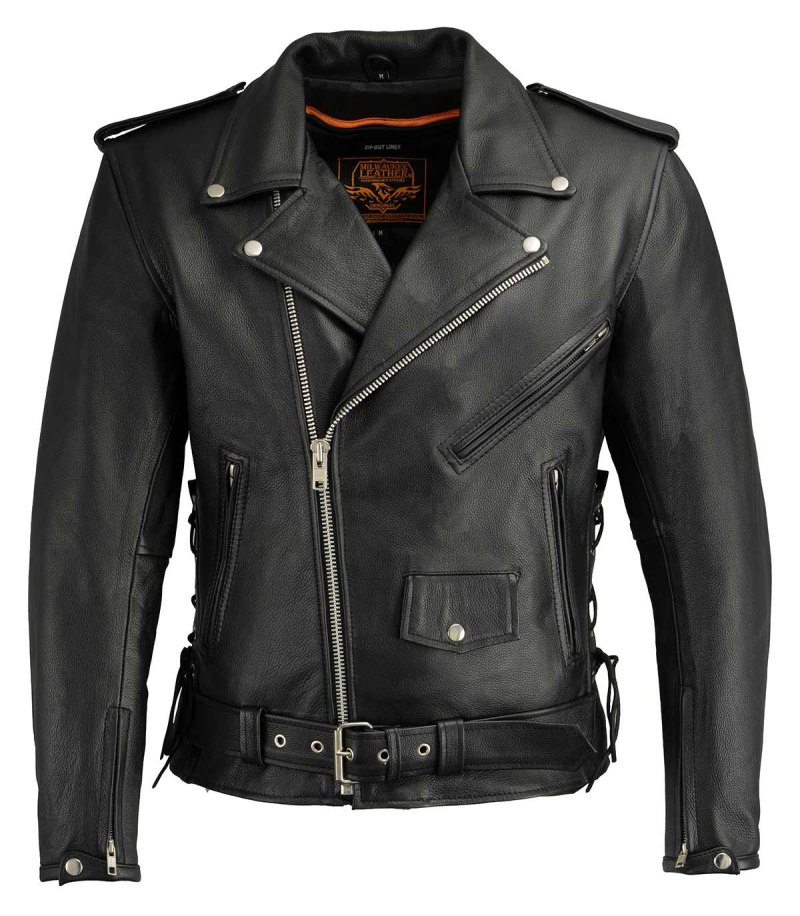 Milwaukee Leather men's Classic Side Lace Police Style Motorcycle Jacket