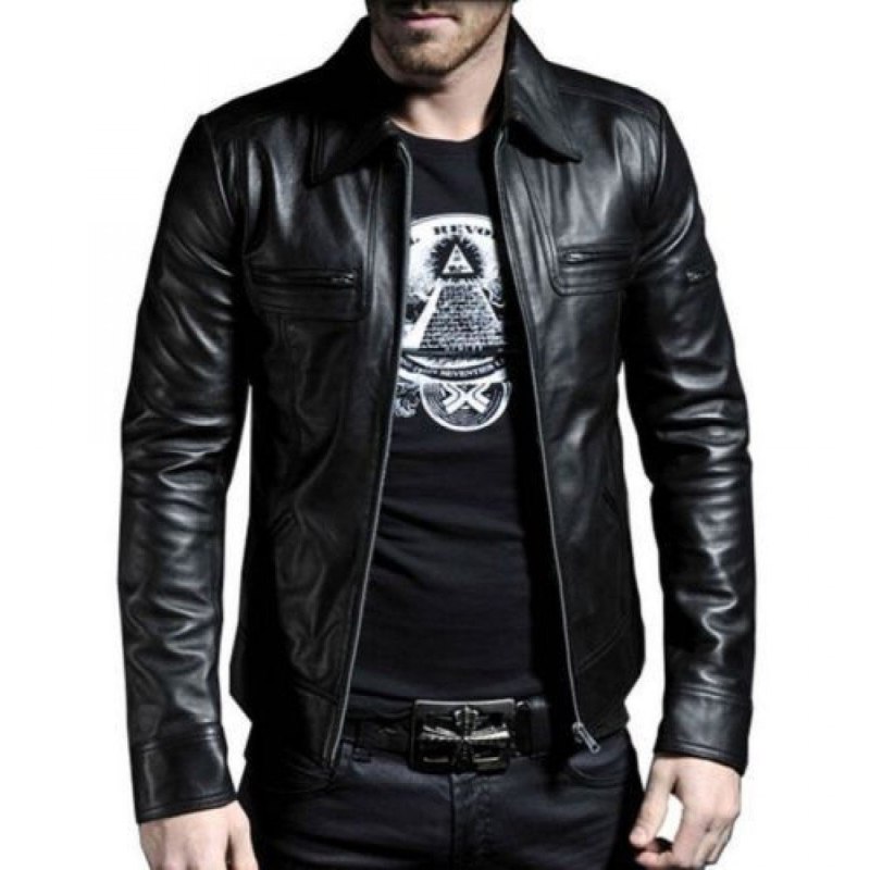 Motorcycle Leather Jacket Slim Fit