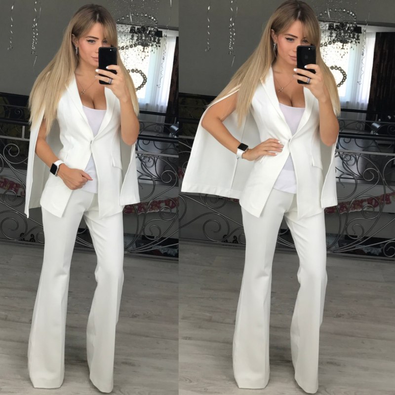 Белый брючный костюм Кейп