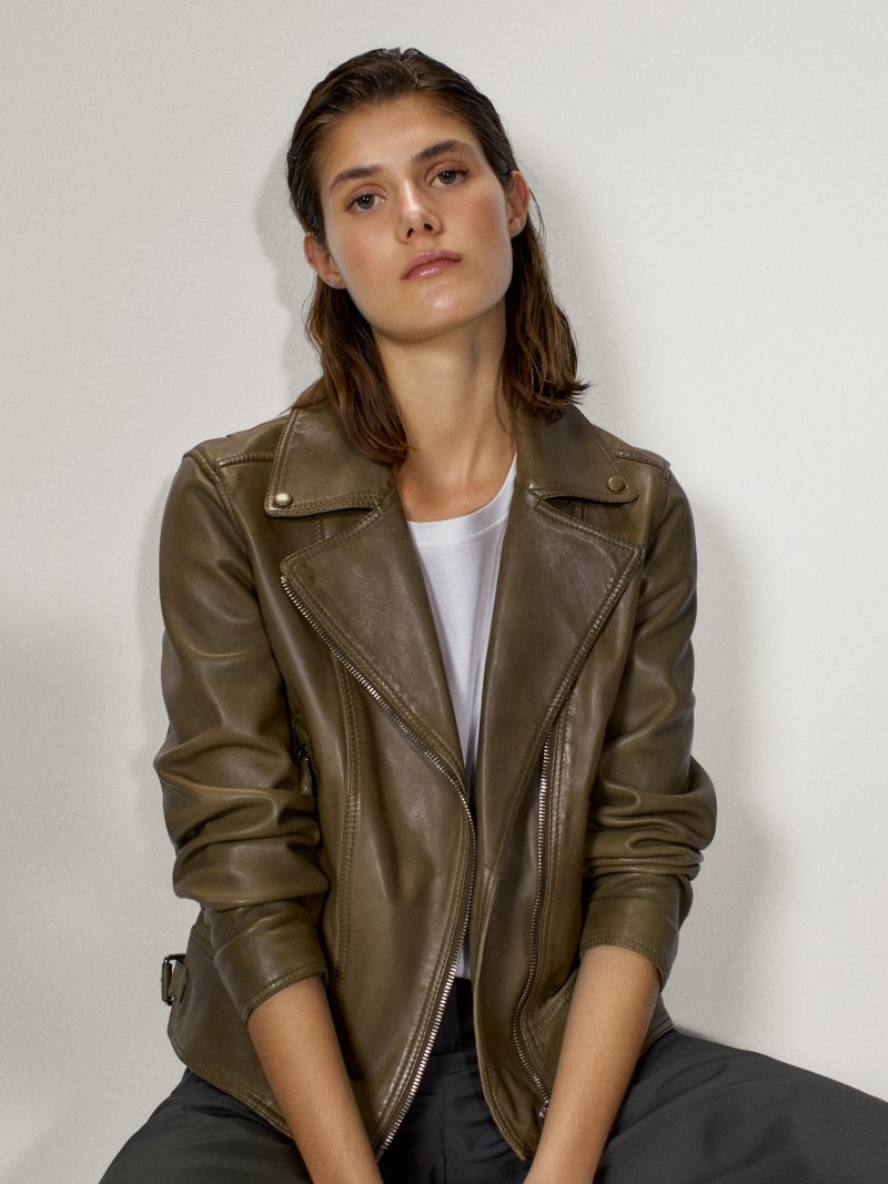 Куртка косуха кожаная massimo Dutti женская