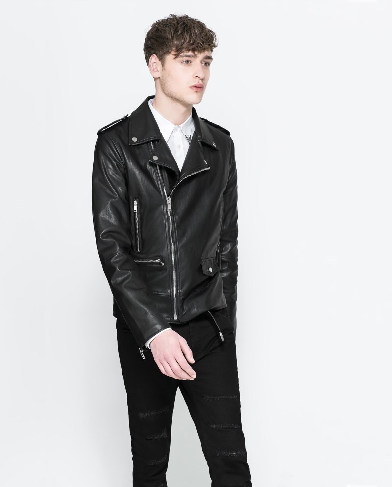 Белая кожанка Zara мужская