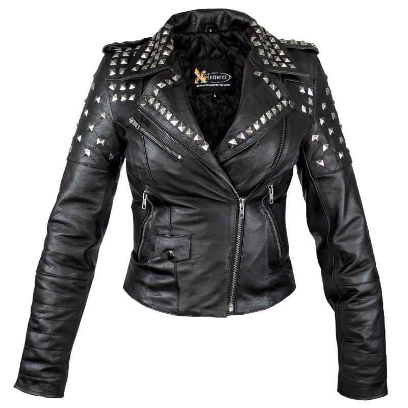 Xelement XS-1467 stripped Black Leather Biker Vest