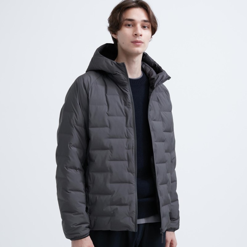 Uniqlo серый пуховик мужской