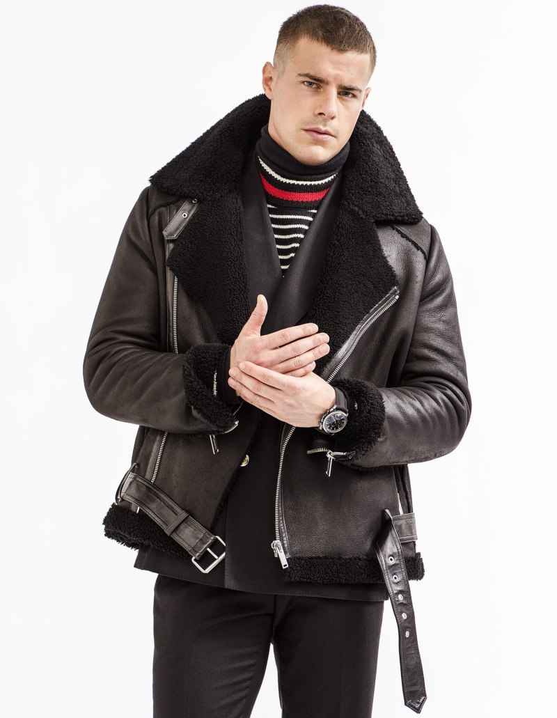 HB-21089 мужская дубленка косуха CVK-brand