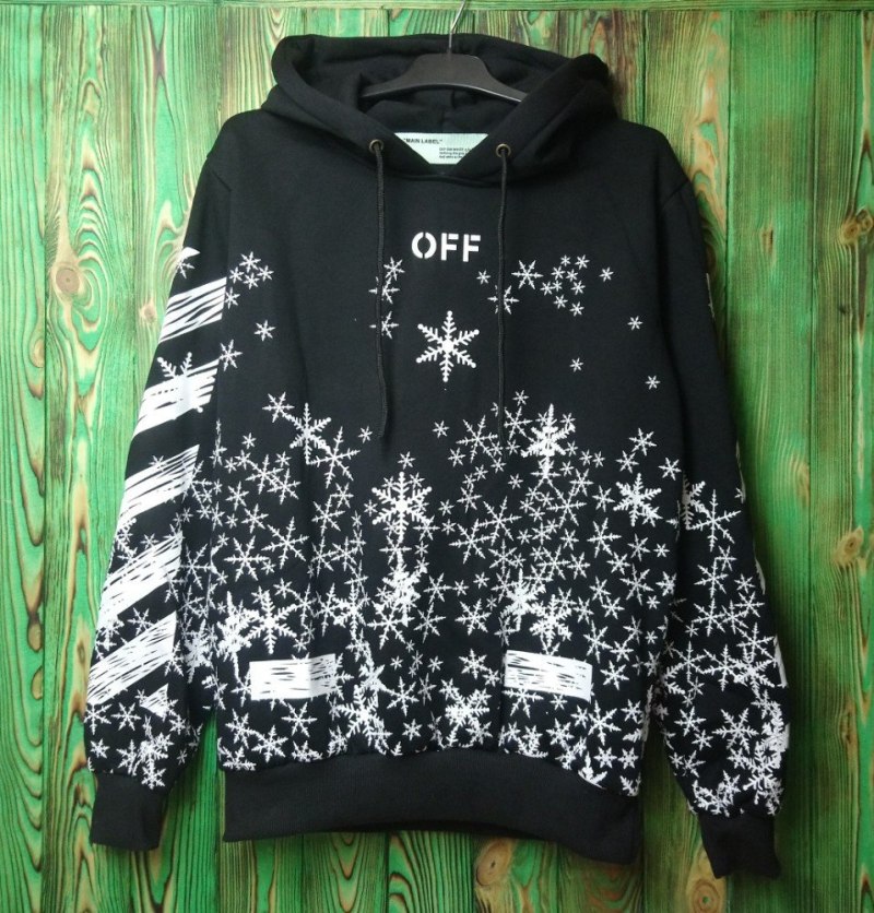 Худи off White красная со снежинками