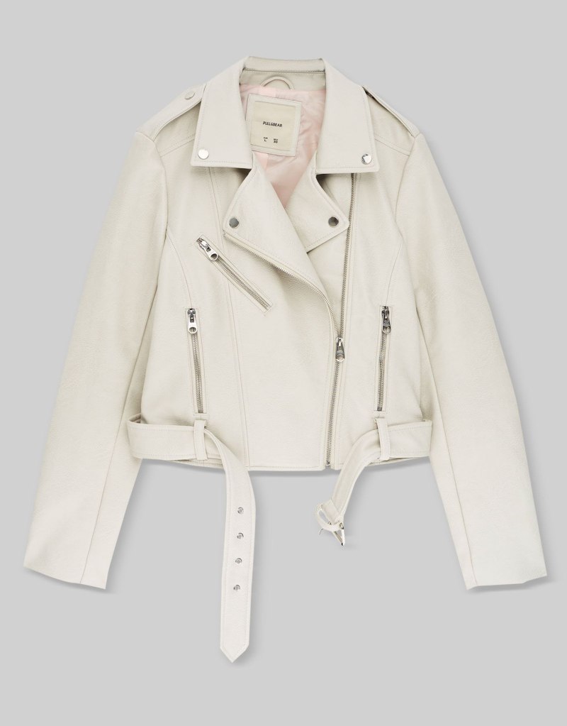 Куртка кожаная Pull Bear белая
