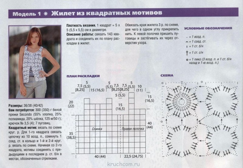 Вязаные безрукавки крючком со схемами