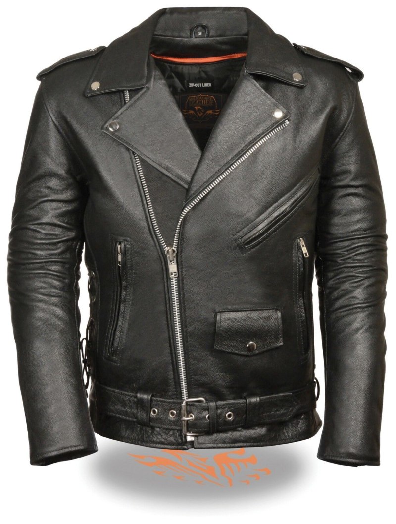 Milwaukee Leather men's Classic Side Lace Police Style Motorcycle Jacket