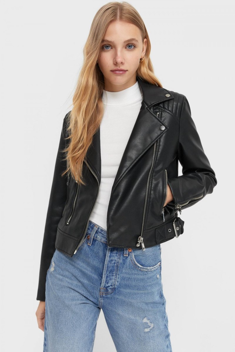 Кожаная куртка Stradivarius женская